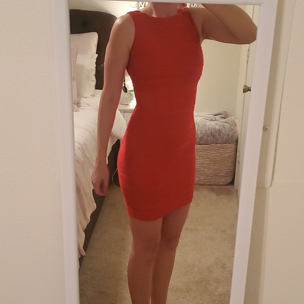 B. Darlin. Red fitted mini dress.  XS.